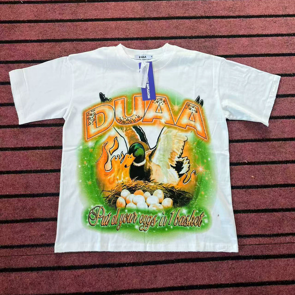DUAA Duck Eggs Vintage Graphic Oversized T‑Shirt