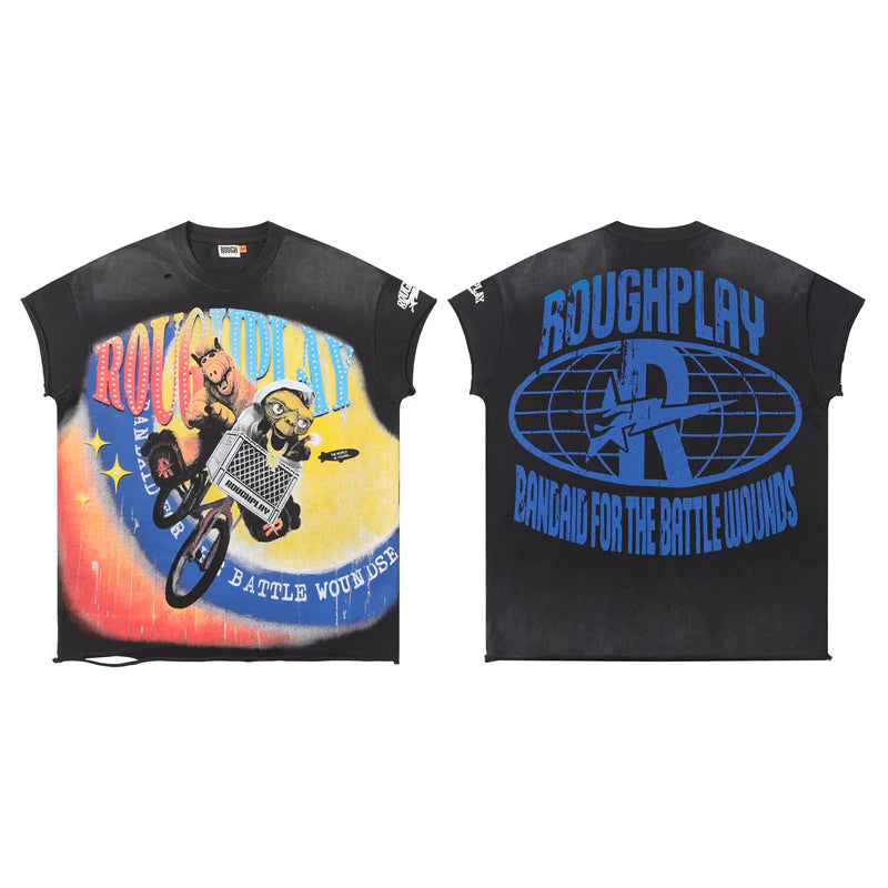 Roughplay Alien Bicycle Vintage Oversized T‑Shirt