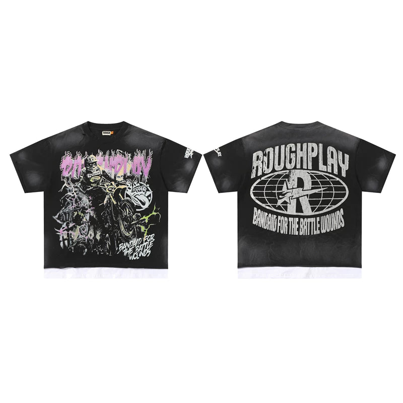 Roughplay Motorcycle Rider Vintage Oversized T‑Shirt