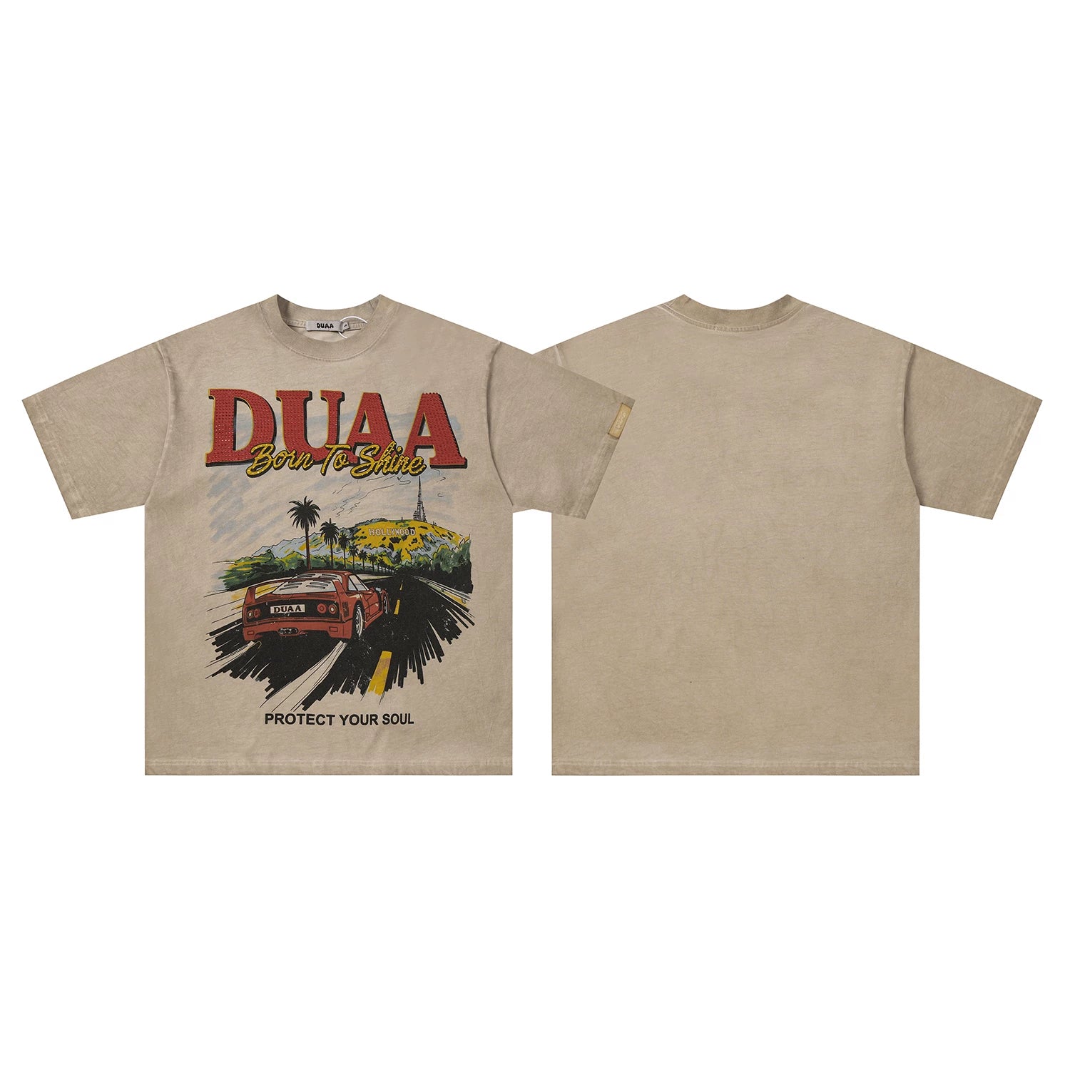 DUAA Los Angeles Sports Car Vintage Oversized T‑Shirt