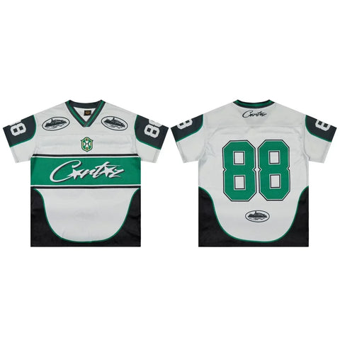 Corteiz Number 88 Athletic Jersey T-Shirt - White/Green/Black