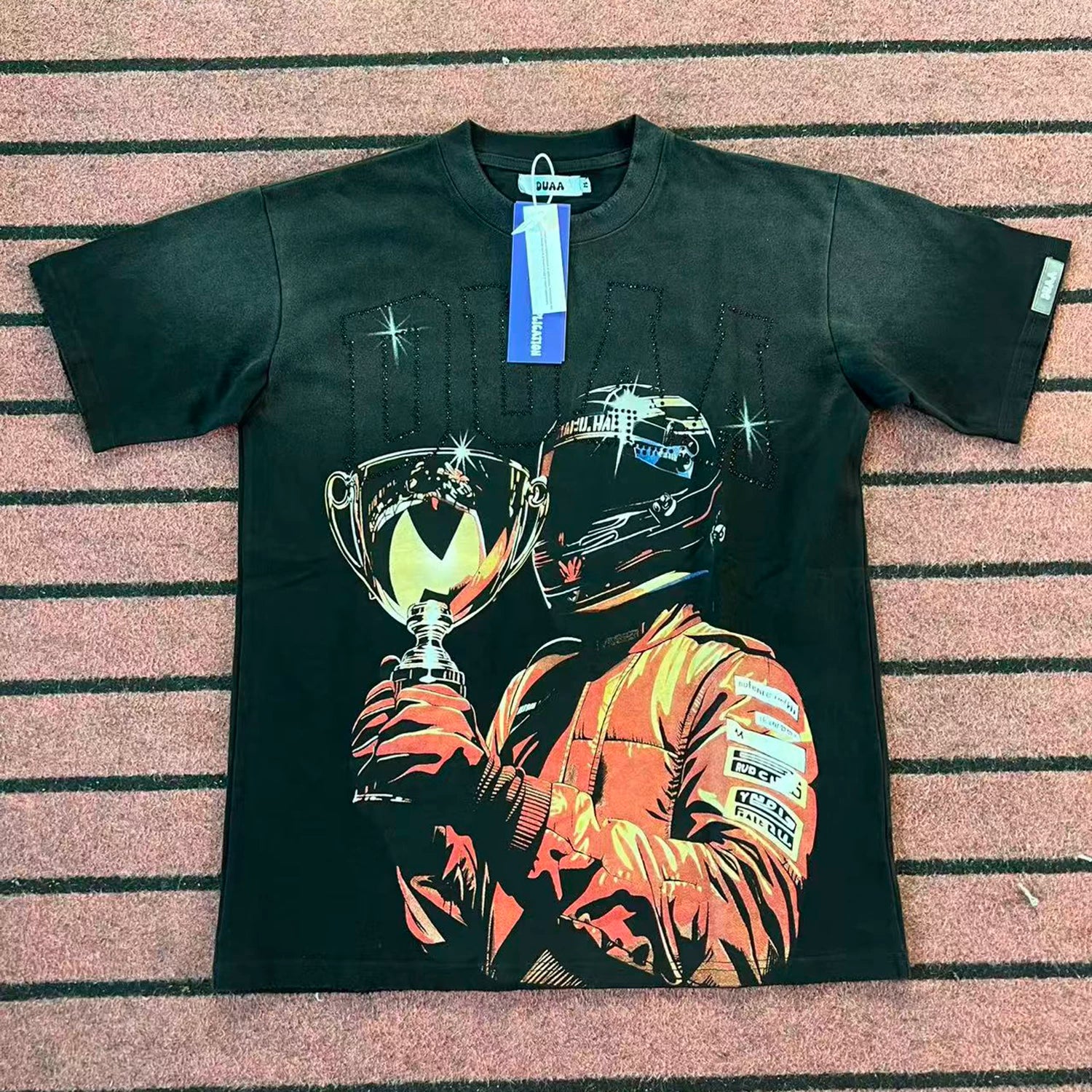 DUAA Racing Champion Trophy Vintage Washed Oversized T‑Shirt