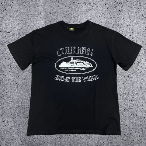 Corteiz "Rules The World" Alcatraz Graphic Tee (Black Edition)