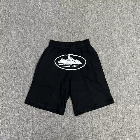 Corteiz Alcatraz Island Graphic Heavyweight Shorts black