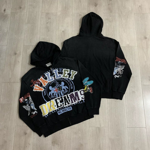 Vale Forever "Valley Dreams Emblem" Vintage Zip-Up Hoodie (Black)