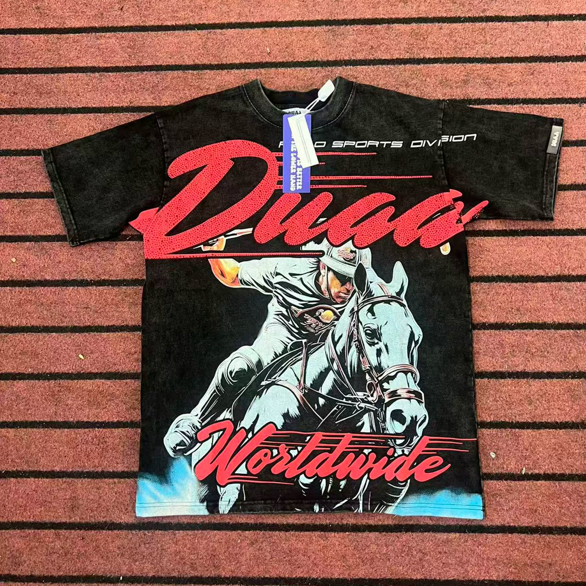 DUAA Polo Rider Vintage Washed Oversized T‑Shirt