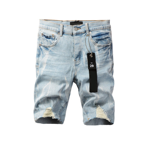 Purple Jeans Blue Distressed Jean Shorts 5069 with Trendy Ripped Details