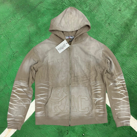 Vale Forever Vintage Wash Graphic Full-Zip Hoodie (Khaki / Valley Track)