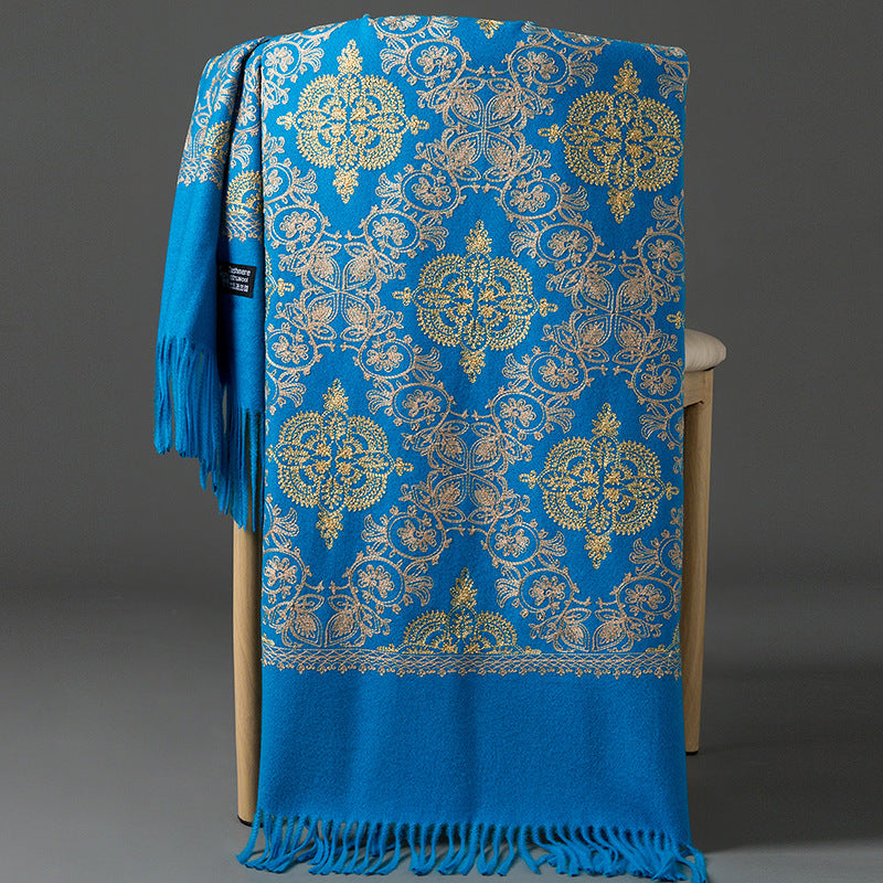 Ethnic-style Faux Cashmere Embroidered Shawl Scarf