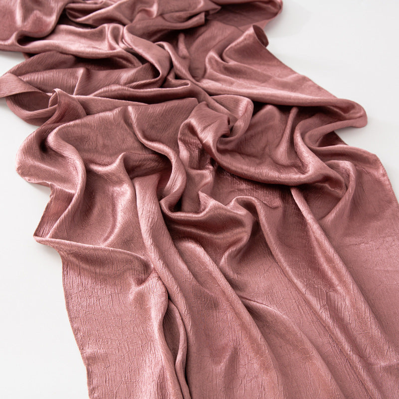 New Style Crinkled Satin Scarf With A Silky Smooth Feel, Perfect As A Headscarf Or Shawl