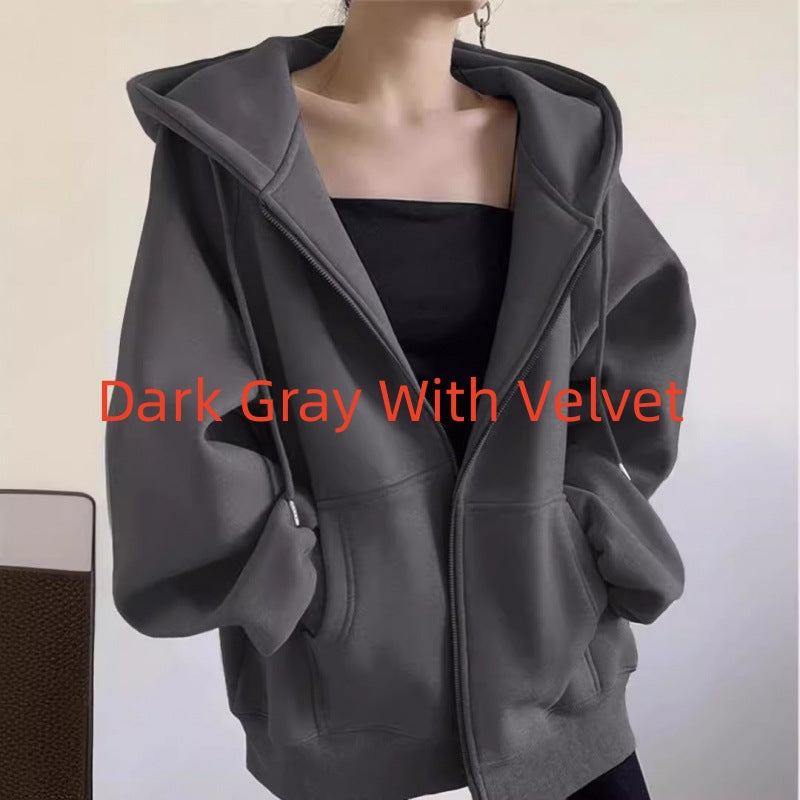 Maillard Vintage Zipper Hooded Sweater For Women Spring And Autumn