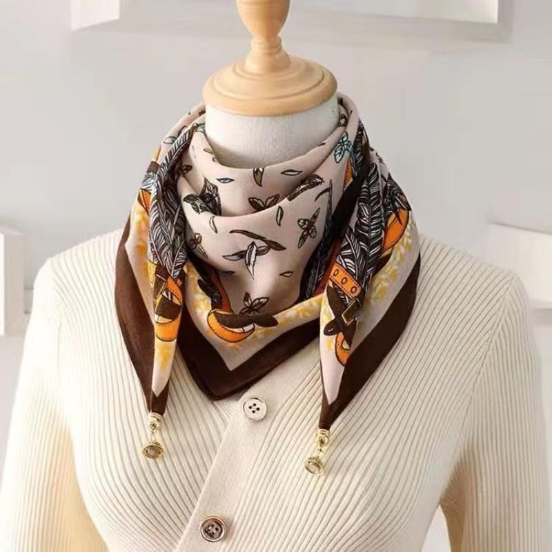 Thermal Square Scarf With Magnetic Clasp Triangular Silk Scarf Cotton Neck Warmer For Women