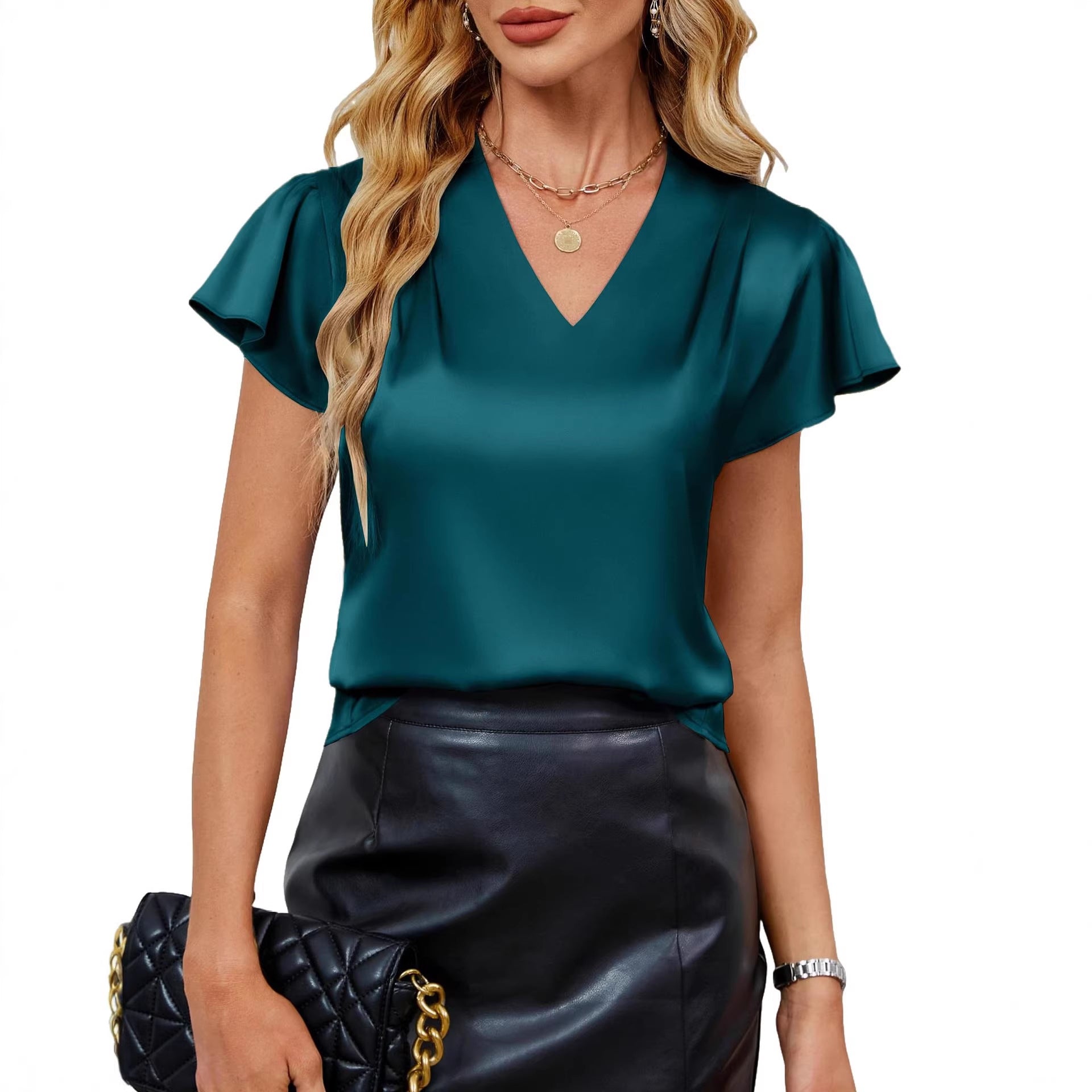 Stylish Minimalist And Relaxed Fit Womens Short Sleeve Top