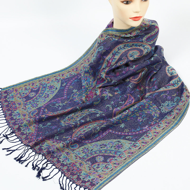 Women's Retro Cloak-style Scarf With Tassels Dual-use Outerwear