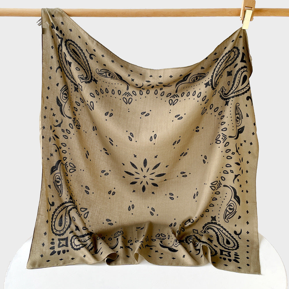 Cashew Flower Silk Scarf Square Handkerchief High-End Paisley Large Scarf