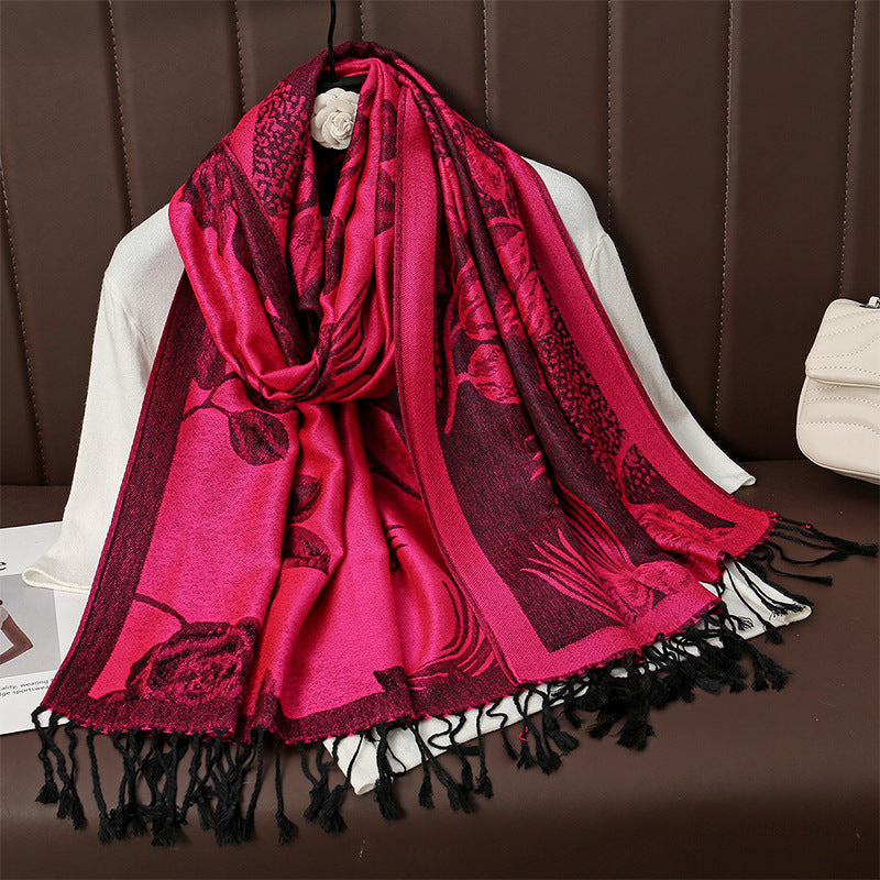 Womens AutumnWinter Faux Cashmere Shawl Cozy Wrap Scarf For Warmth