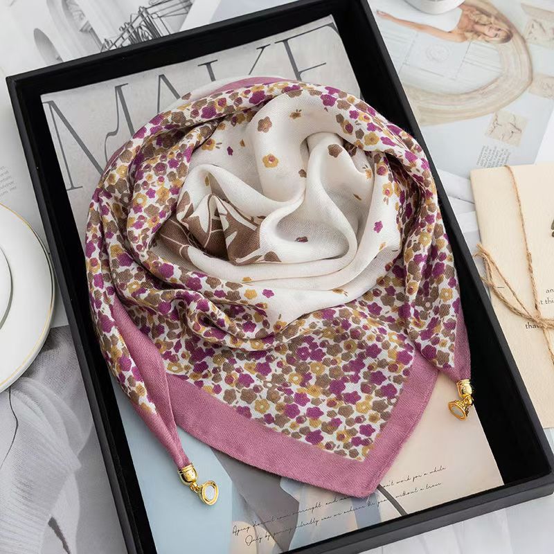 Thermal Square Scarf With Magnetic Clasp Triangular Silk Scarf Cotton Neck Warmer For Women