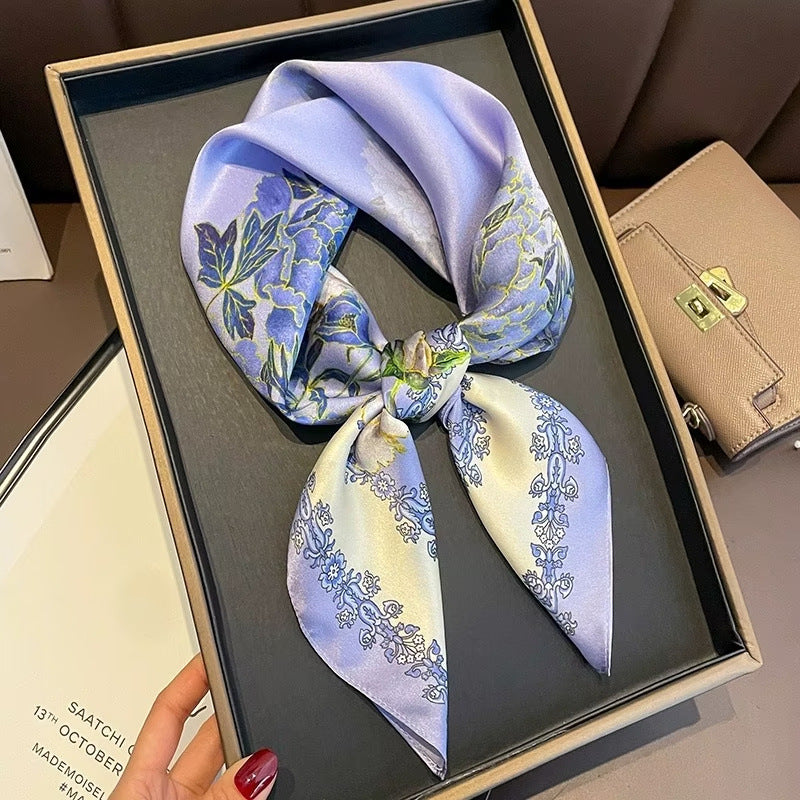 Womens Lightweight Spring Summer Silk Scarf Sun-protective Neck Gaiter And Hair Tie